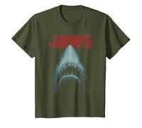 Jaws Classic Movie Poster Close-Up T-Shirt, Enfant, Olive, 6 Ans