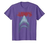 Jaws Classic Movie Poster Close-Up T-Shirt, Enfant, Violet Chiné, 12 Ans