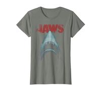 Jaws Classic Movie Poster Close-Up T-Shirt, Femme, Vert Kaki chiné, M