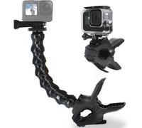 Jaws Flex Support à pince avec col de cygne réglable 8 sections compatible avec caméras Go Pro Hero 13/12/11/10/9/8/7/6/5/4//Session/3+/Max,DJI Action 4/3