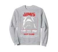 Jaws Movie Pop Poster Sweatshirt, Unisexe pour Adultes, Gris Chiné, M