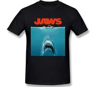 Jaws Movie Poster Summer Fashion Men's Basic Short Sleeve T-Shirt Manches Courtes(Large)