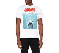 Jaws T-Shirt pour Homme avec Poster du Film, Blanc (Blanc Blanc), XL