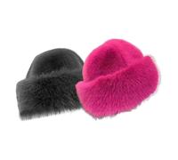 JAWSEU Bonnet d'hiver en Fausse Fourrure pour Femmes, 2pcs Chapka Fausse Fourrure Chapeau d'hiver Épais Et Chaud Casquette de Ski Beanie Hat Bonnets Chapeaux Femme pour Maison Voyage Ski Randonnée