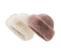 JAWSEU Bonnet d'hiver en Fausse Fourrure pour Femmes, 2pcs Chapka Fausse Fourrure Chapeau d'hiver Épais Et Chaud Casquette de Ski Beanie Hat Bonnets Chapeaux Femme pour Maison Voyage Ski Randonnée