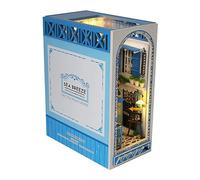 JAWSEU Book Nook Kit, Book Nook Maison de Poupée en Bois avec Lumière LED Puzzle 3D en Bois Modèle de Maison Puzzle Insert D'étagère à Livres DIY Maquette en Bois a Construire pour Adultes