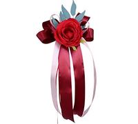 JAWSEU Bouquet Fleurs Artificielles Voiture, Fleurs Artificielles Mariage Décoration de Voiture Universelle Décoration de Voiture Fausses Fleurs Ruban Mariage Bouquet de Fleurs pour Voiture