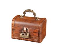 JAWSEU Coffre au Trésor en Bois Vintage avec Cadenas et Clé - Boîte Pirate pour Bijoux et Décoratifs