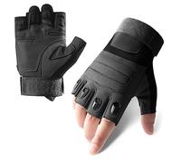 JAWSEU Gants de Moto sans Doigts Hommes Femmes, Gants Tactiques Tactile Gants Tactiques Demi-Doigts Antidérapants Gants Militaire Gants Sport Respirant Souple Anti-Choc pour Moto Chasse Sports