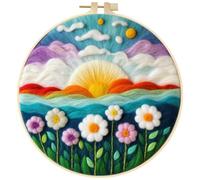 JAWSEU Kit Complet de Broderie, Punch Needle Kit de Bricolage Kit Laine Feutrée Kit de Démarrage de Broderie Kit de Feutrage à L'aiguille avec Outil de Broderie pour Débutants Et Adultes