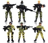 JAWSEU Lot de 6 figurines militaires, soldat avec arme, jouet articulé en plastique, jeu de combat, figurines d'action mobiles pour enfants