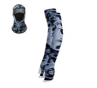 JAWSEU Manchon Bras Anti-UV Protection Cagoule D'été de Sport Ensemble Cagoule Moto Manchettes de Bras Refroidissement Unisexe Cache Cou Balaclava Tour de Cou Respirante pour Moto Cyclisme Randonnée