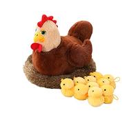 JAWSEU Peluche Poule avec Poussin en Peluche, 12 Pièces Animaux de Poulet Peluche Cygne Poulet Farci en Peluche Coq en Peluche Oie Little Goose Jouet Animal en Peluche pour Fête Anniversaire