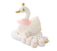 JAWSEU Peluche Poule avec Poussin en Peluche, 12 Pièces Animaux de Poulet Peluche Cygne Poulet Farci en Peluche Coq en Peluche Oie Little Goose Jouet Animal en Peluche pour Fête Anniversaire
