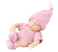 JAWSEU Poupées Bebe, 18cm Bebe Reborn Silicone Poupée Bébé Reborn Poupee Reborn Fille Realiste Nouveau-Né avec Vêtements Lavable Poupee Reborn Endormie Jouet Cadeau pour Enfant Fille Garçon
