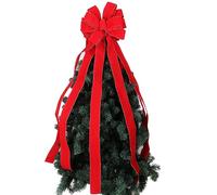 JAWSEU Ruban de Noël Grand Nœud Rouge en Velours à Carreaux Décoratif pour Sapin, Fêtes, Mariages - Fait Main