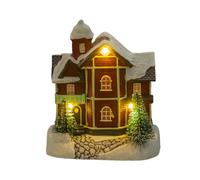 JAWSEU Village de Noël Lumineux en Résine, Maison De Noël Lumineuse Maison Village De Noel LED Miniature Décorations de Noël Maison Neige Ornements Noël Cadeau de Noël pour Les Enfants