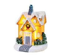 JAWSEU Village De Noël Lumineux - Maison Miniature Décor De Scène LED - Résine
