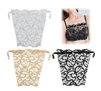 JAWUZ 3 Pièces Dentelle Pour Décolleté, Cache Decollete Femme Général Taille, Camisoles À Clipser En Dentelle Pour Femme,Lace Clip-On Mock Camisole Bra Insert(A)