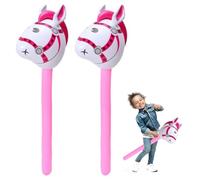 JAWUZ Paquet De 2 Bâtons Gonflables De Cheval,Bâton De Poney Gonflable Pour Enfants De 37 Pouces,Pour La Décoration De Fête d'Anniversaire Sur Le Thème Du Cheval De Noël,Accessoires (Rose)