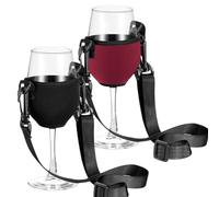 JAWUZ Porte verres suspendu, Porte gobelet festival, Support verre a pied suspendu, Porte gobelet cou (Noir+Rouge)