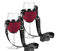 JAWUZ Porte verres suspendu, Porte gobelet festival, Support verre a pied suspendu, Porte gobelet cou (Rouge*2)