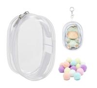 JAWUZ Protective Case for labubu avec poupée de Dessin animé, Comprenant Un Porte-clés et Un Pompon, Blanc