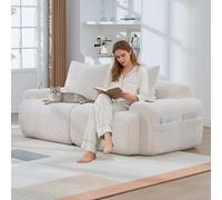 Jaxenor Canapé cloud 2 places avec 2 coussins - Canapé modulaire en velours côtelé pour salon, chambre à coucher - Canapé confortable en mousse avec porte-gobelet et poche de rangement latérale