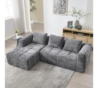 Jaxenor Canapé cloud de 3 à 4 places, avec 3 coussins, modulaire, pour salon, chambre à coucher, canapé sectionnel moderne, confortable en L, avec poches latérales, sans montage, gris