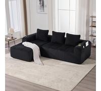 Jaxenor Canapé cloud de 3 à 4 places, sans boneless, avec 3 coussins de dossier, modulaire, pour le salon, fauteuil inclinable en velours côtelé avec poche latérale intégrée et porte-gobelet, sans