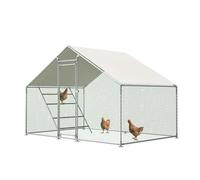 Jaxenor Enclos pour poulailler avec échelle, 3 x 2 x 2 m, poulailler avec serrure de sécurité, enclos pour poules, pigeons, canards, en métal pour poules, pigeons, canards - Argenté