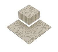 Jaxenor Lot de 44 dalles de terrasse aspect pierre - 30 x 30 cm - Dalles modulaires - Système de clic DIY - Pose rapide et facile - Dalles de sol pour véranda, piscine, balcon et jardin - Beige