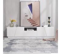 Jaxenor Meuble TV de 170 cm avec 4 portes, meuble TV avec 1 tiroir, meuble TV avec compartiments de four, meuble TV pour salon, meuble TV bas, style patchwork diagonal, blanc