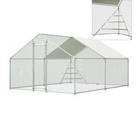 Jaxenor Poulailler avec cadre d'escalade intégré, 3 x 4 x 2 m, enclos pour poulailler avec serrure de sécurité, enclos à poules avec toit et surface de course, enclos pour petits animaux et volailles