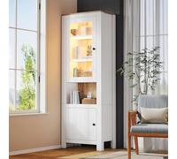 Jaxenor Vitrine debout - Vitrine de salon avec LED - Vitrine sur pied - Armoire de rangement avec étagères réglables - Armoire de salon, bibliothèque pour cuisine, salle à manger, bureau - Blanc
