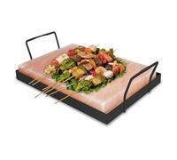 Jaxguom 1 lot de pierres de sel XXL pour griller, 20 x 30 x 3 cm, avec plaque de fer, pierre à griller réutilisable, sel de cristal original du promontoire pour barbecue