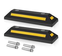 Jaxguom 2X butée de Roue 54 x 15 x 10 cm - en Caoutchouc - 4 kg/pièce - avec Réflecteurs - Aide au stationnement Stop Roues pour Parkings, Sol Garage