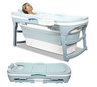 Jaxguom Baignoire pliable pour adulte - 118 x 60 x 50 cm - Avec couvercle - Panier à savon - Baignoire mobile pour jardin, petite salle de bain - Baignoire pliante - Taille : L