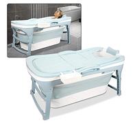 Jaxguom Baignoire Pliable XXL - 149 x 60 x 50 cm - Avec Couvercle - Panier à Savon - Baignoire Mobile pour Jardin, Petite Salle de Bain - Taille XXL