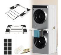 Jaxguom Cadre intermédiaire réglable de 54 à 73 cm, cadre intermédiaire avec corde à linge, cadre intermédiaire universel avec porte-serviettes extensible, noir et blanc