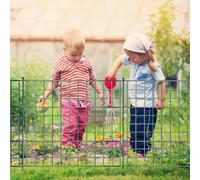 Jaxguom Clôture de jardin en métal - 5 éléments de clôture - Longueur : 3,74 m - Avec 6 barres de fixation - Clôture pour chien - Clôture en treillis pour animaux (droite, verte)