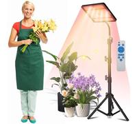Jaxguom Lampe LED pour plantes avec support, hauteur réglable avec télécommande, 242 LED à spectre complet pour toutes les phases de croissance, intensité variable avec minuterie 4/8/12 h