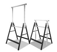 Jaxguom Lot de 2 tréteaux de travail réglables en hauteur 7 niveaux (80-130 cm) - 400 kg par paire de charge - Pliables pour la maison, l'atelier et le jardin - Noir