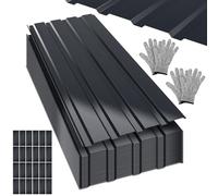 Jaxguom Lot de 24 tôles profilées trapézoïdales en tôle ondulée pour toit, 115 x 45 cm = 12 m², tôle trapézoïdale en acier 0,25 mm, gants de montage, pour abri de voiture, abri de voiture, anthracite