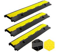 Jaxguom Lot de 3 tapis de protection de câbles connectables avec goulotte de câbles intégrée, protection contre les débordements pour allée, parking et lieux d'événement, 100 x 25 x 5 cm, charge