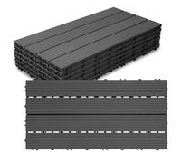 Jaxguom Lot de 30 dalles de terrasse WPC 30 x 60 cm - Dalles de jardin, avec système à clic - Carreaux de terrasse, de balcon, de terrasse - Imperméables - Pour terrasse - Pour 5 m² - Anthracite