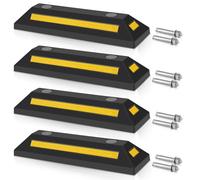Jaxguom Lot de 4 butoirs de roue en caoutchouc - 54 x 24 x 9,52 cm - Aide au stationnement - Avec bandes réfléchissantes - Blocs de stationnement vissables - Convient pour garages, parkings, abris de