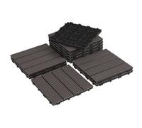 Jaxguom Lot de 66 dalles de balcon WPC 30 x 30 cm pour 6 m² - Dalles de terrasse WPC avec système à clic - Revêtement de sol de balcon résistant aux intempéries et imperméable - En plastique café