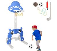 Jaxguom Panier de basket-ball 4 en 1 pour enfants - Panier de basket d'intérieur - Support de basket-ball réglable en hauteur - But de football et jeu de lancer pour les tout-petits