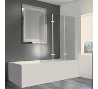 Jaxguom Paroi de douche pour baignoire, 120 x 140 cm, pliable, en 3 parties, avec verre de sécurité ESG de 6 mm, argent transparent, avec embout de baignoire